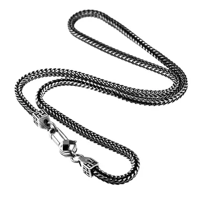 Thai Silver Fox Tail Necklace Men Retro Chunky Chain