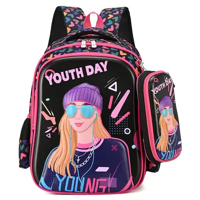 School backpack hard shell 15-inch with stationery box set - 10