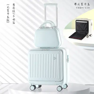 Universal Wheeled Front-Opening Trolley Luggage 18 Inch Small Boarding Bag Travel Suitcase for Men and Women Carry-on Luggage Mommy Bag Password Lock Box - 13