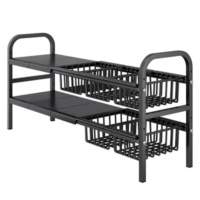 Kitchen storage shelf, multi-layer, expandable, no-drill