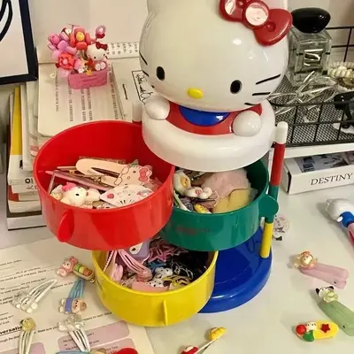 Katzen-Design dreistöckige Drehbox Schmuckaufbewahrung Schreibtisch - 4