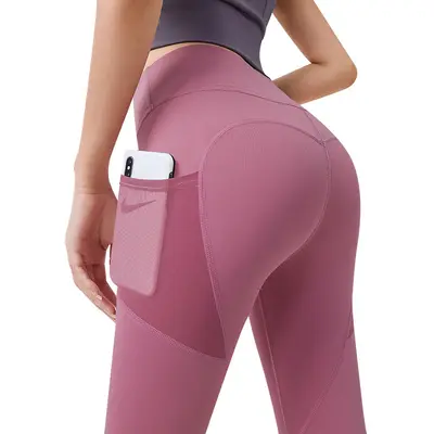 Бесшовные леггинсы Peach Butt длиной 9/10 с высокой талией, эластичной сетчатой вставкой, боковым карманом, эффектом подтяжки ягодиц для йоги и спорта, облегающие брюки - 6