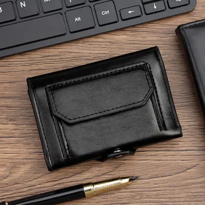 Men's Wallet Handbag with Snap-Button Coin Pocket and Multi-Card Slots - 6
