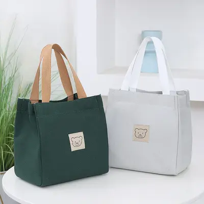Thickened Oxford Canvas Women's Handbag Lunch Box and Grocery Shopping Bag - 3