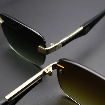Rahmenlose polygonale Herren-Sonnenbrille, Retro-Modestil - 2