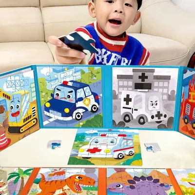 Weihnachtspuzzles Kinder klappbares Puzzle Frühpädagogik 3-6 magnetisches Lernspielzeug Kindergarten Geschenk