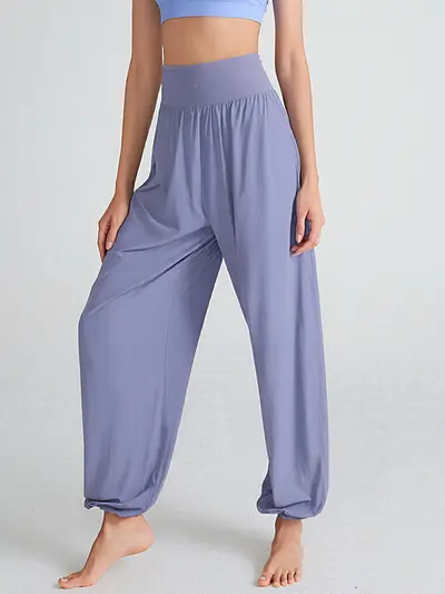 Gevşek Kesim Hızlı Kuruyan Yoga Pantolonu, Büzgülü Paça, Fitness - 7