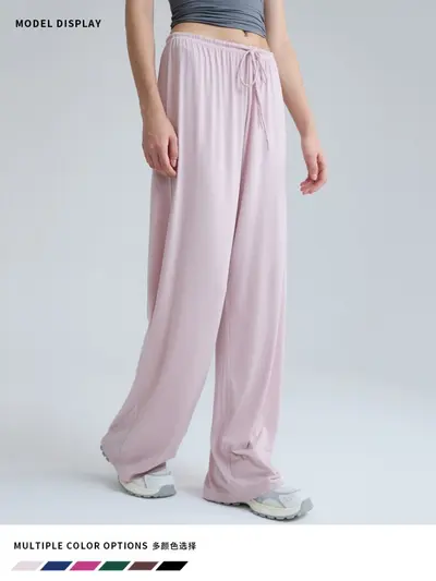 Kadın Büzgülü Geniş Paçalı Yoga Pantolonu İnce Yaz Modeli