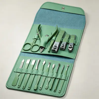Nail Scissors Set, 16 Pieces, Foldable Bag Case Manicure Tools - 9