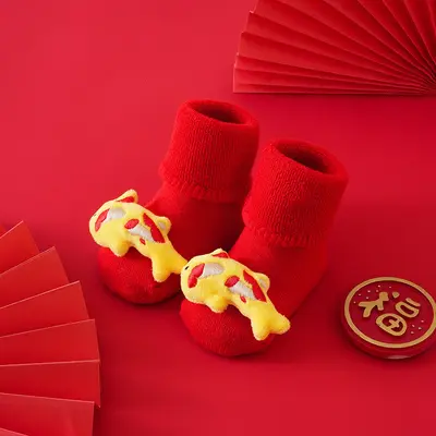 Newborn Thick Terry Socks, Non-Slip, New Year Design - 9