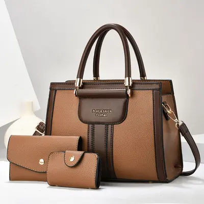 Three-Piece Women's Bag Set with Large-Capacity Diaper Bag and Crossbody Bag - 7