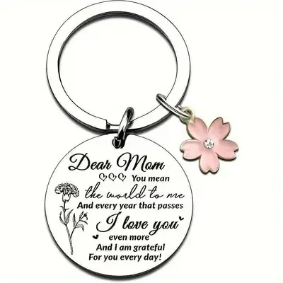 Pink Flower Accessory Stainless Steel Keychain for Car Keys and Bags