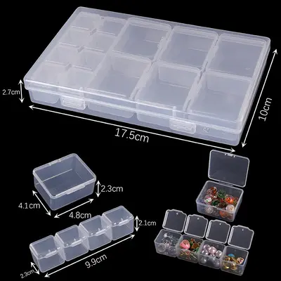Transparent Portable Rectangular Plastic Storage Box Set for DIY Jewelry and Nail Art - 8