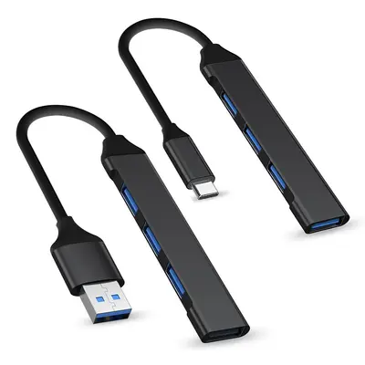 Black USB docking station USB3.0 multifunctional 4-in-1 hub computer splitter, type-c docking station