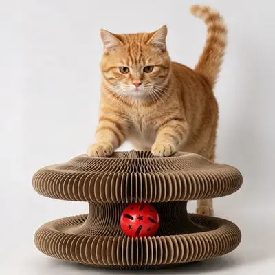 Magnetic Corrugated Cardboard Accordion Cat Scratching Board Durable Cat Toy - 4