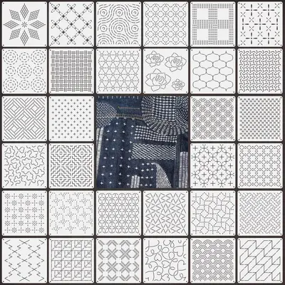 Reusable Geometric Sashiko Embroidery Stencil - 8
