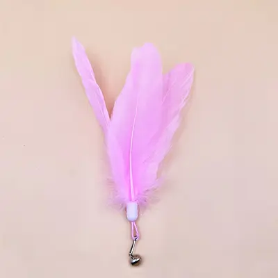 Cat Teaser Wand Toy with Replacement Feather Head and Bell - 9