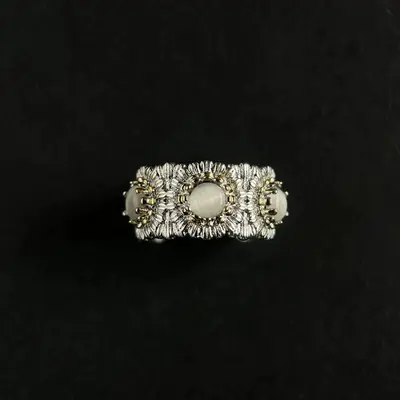İtalyan tasarımı papatya çiçek yüzüğü, renkli taşlı, vintage tarzı kadın yüzüğü - 7