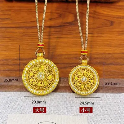Vietnamese gold compass pendant rotatable women necklace - 4