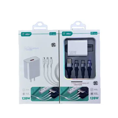 120W Üçlü Veri Kablosu ve Hızlı Şarj Başlığı Seti Apple Android Huawei Telefon Uyumlu Hediye Toptan Satış - 6