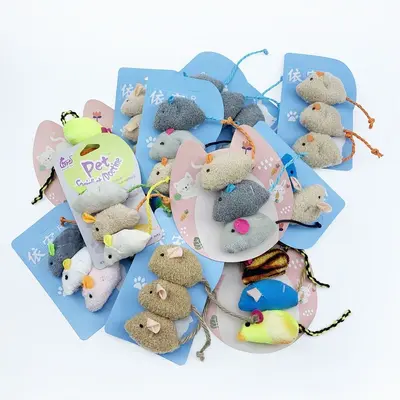 Gerçekçi Peluş Fare Kedi Oyuncağı, 3'lü Set - 4