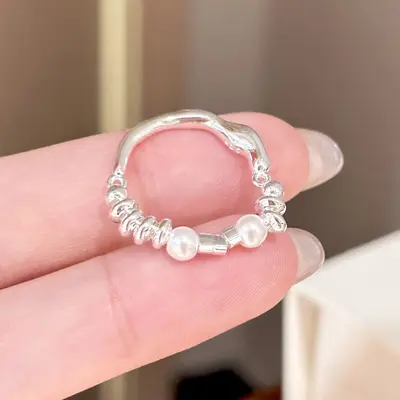 简约锆石素圈戒指女小众轻奢高级感食指戒不掉色开口指环新品 - 9