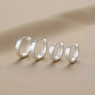 S999 Sterling Silver Frosted Circle Earrings for women