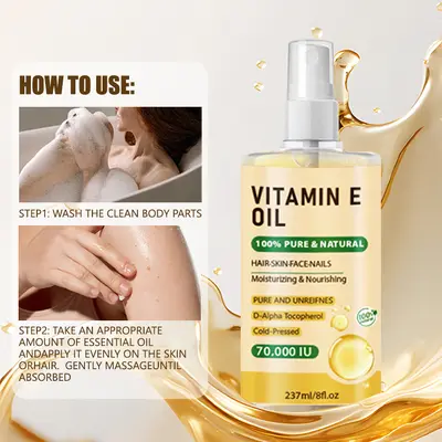 Vitamin E Oil for Body Massage and Hair Care, Moisturizing