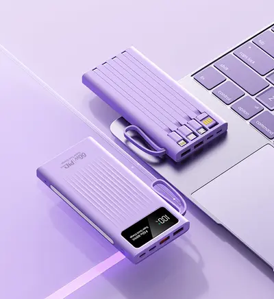 66W Schnellladung Mini-Powerbank 20000 mAh mit eingebautem Kabel - 10
