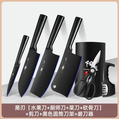Black steel kitchen knife set, 3-piece knife and cutting board - 9