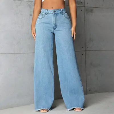 Floor-Length Low-Rise Loose Straight-Leg Wide-Leg Jeans for Women
