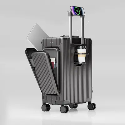 20 inch three-fold front-opening trolley suitcase, large capacity PC hardshell - 10