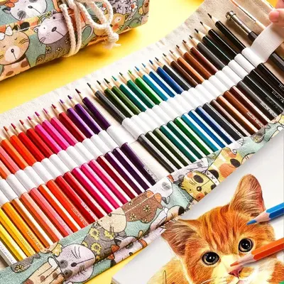 Water-Soluble Colored Pencil Set 72 Colors Hexagonal Holder
