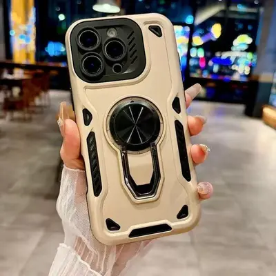 iPhone 17 Pro Max hassas delikli dönebilen yüzük standlı kılıf, şok korumalı - 10