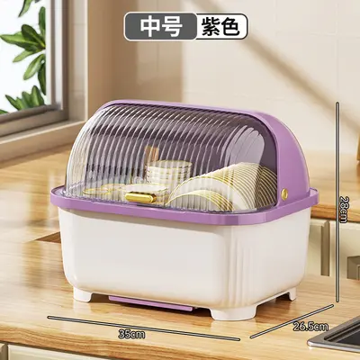 Kitchen Tableware Storage Box with Drain and Dust Protection - 7