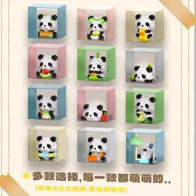Kompatible Bausteine mit Kleiner-Panda-Figur, Blumenpuppe Dekoration - 5