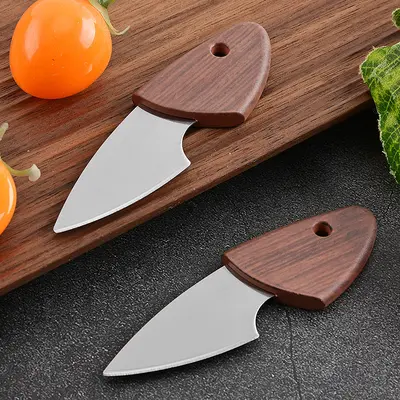 Mini ahşap balık tasarımlı soyma bıçağı ve meyve bıçağı, taşınabilir - 3