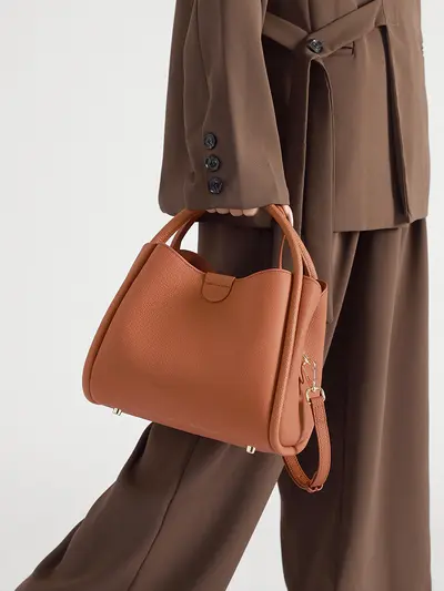 Soft Calfskin Bucket Bag, Large Capacity, Everyday Shoulder Bag - 4