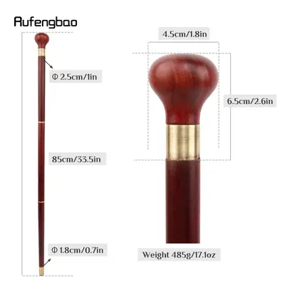 Wooden 3-Section Walking Stick, Red Round Pure Wood - 2