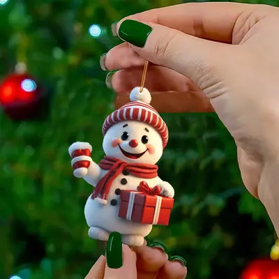 Akrilik Noel Baba Asılı Süs, Noel Ağacı Süsü - 11