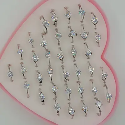 Platinierter Ring mit farbigem Edelstein, nicht verblassend, leichter Luxus - 8
