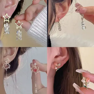 Inci çiçek vintage kulak klipsi, küpelü delme gerektirmez