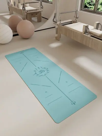 İşlenmiş ve özelleştirilmiş PU kauçuk yoga matı logosu ter emici kaymaz pozisyon çizgili yogamat spor fitness matı - 2
