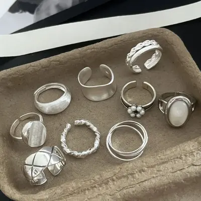 春季新款素圈925纯银戒指女小众高级感设计简约轻奢ins风开口指环 - 4
