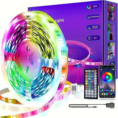 5m/30m 24V LED-Streifen mit Musik-Fernbedienung und App, Farbwechsel-Raumbeleuchtung, flexible LED-Leuchte