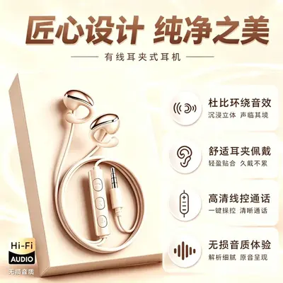 Wired Clip-On Ear-Hook Headset with Microphone for PC and Laptop - 10