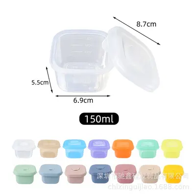 Silikon-Frischhaltedose Bento-Box Obst Mikrowellen-Dichtbox Lunchbox Fächerkastenform Essensbox Gefrierfach Babykost Aufbewahrungsbehälter Tablett - 13