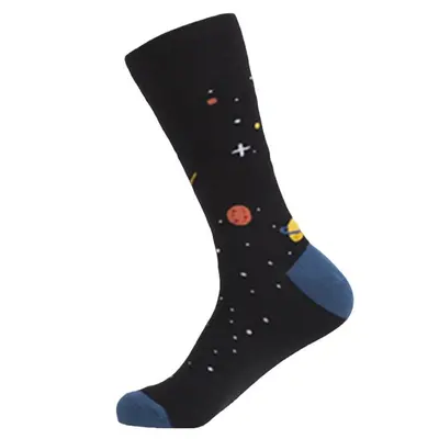 Bunte Baumwoll-Herrensocken, mittellang, kosmisches Muster - 6