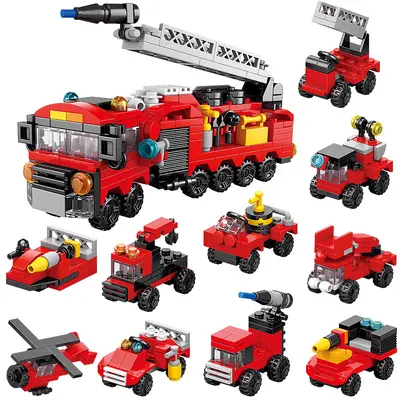 Küçük parçalı itfaiye aracı yapı blokları, Lego uyumlu, çocuklar için eğitici - 6
