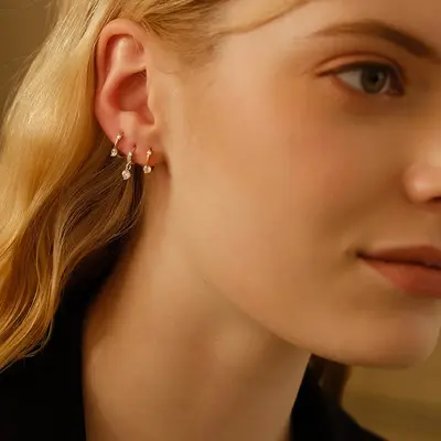 925 silver zirconia earrings, no need to remove while sleeping
